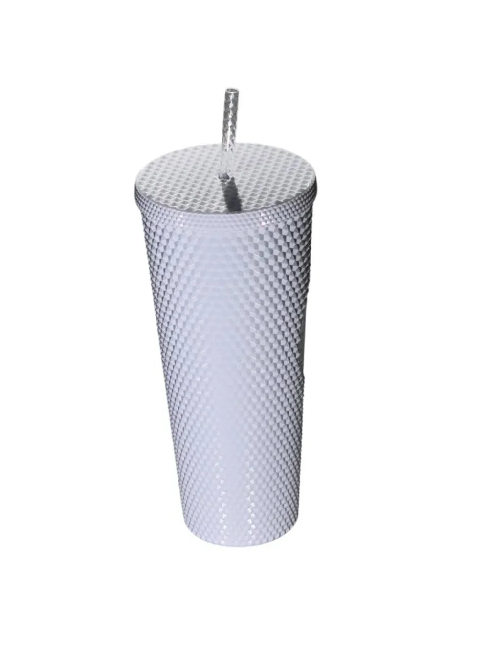 Starbucks White Textured Tumbler With Lid & Straw 24 Oz Plastic